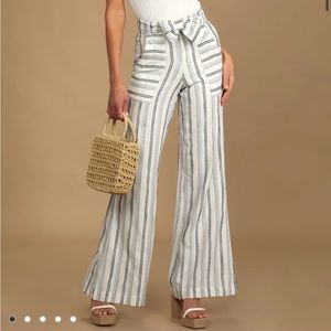 O’Neill Sandoval White Striped High Rise Wide leg pants